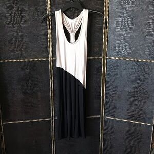 Calvin Klein White and Black Maxi Dress with Twist Back